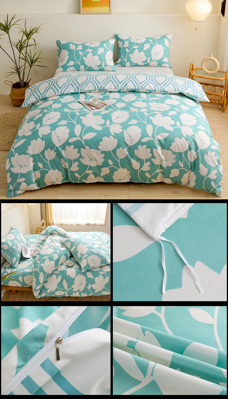 Articles de literie, textiles de maison, draps, ensemble de quatre pièces, draps à poches profondes_voghion.com