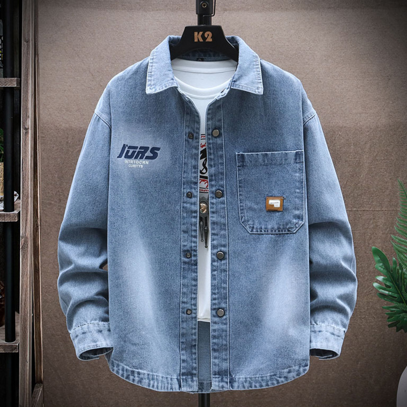 Gradient Denim Jacket Men's Spring and Autumn Trendy Brand Teenager Students Loose Casual Lapel Work Jacket Upper Clothes