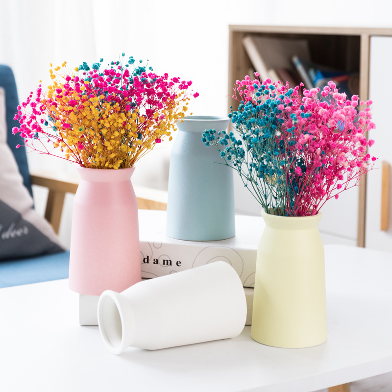 Dehua Frosted Gold Ceramic Crafts vase stoneware simple home decoration European retro fresh white Yellow Blue