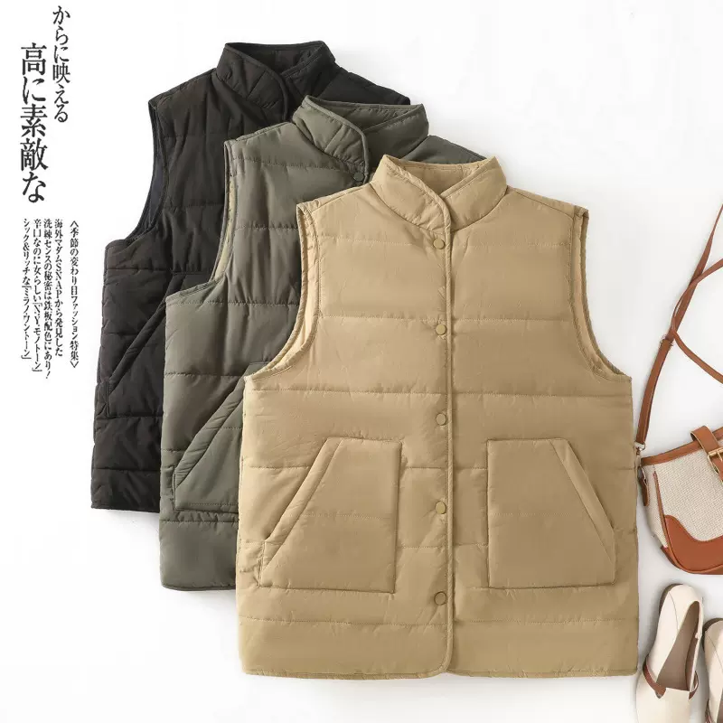 实拍2025年秋冬新款棉马甲女短款背心大码宽松外穿马夹