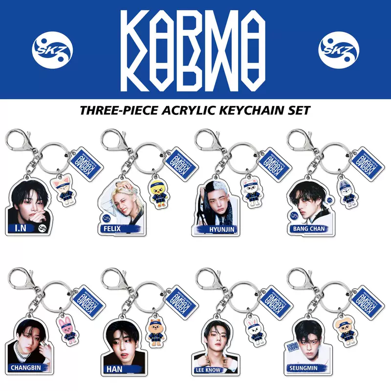 Набор акриловых брелоков (StrayKids) KARMA, 3 шт., подвески 5,5 см