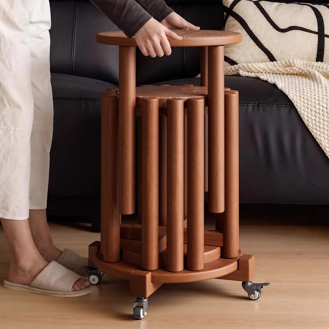 Taburetes de madera sólida, taburetes redondos apilables para el hogar, taburetes de mesa de comedor de respaldo para invitados, sillas de madera combinadas de estilo antiguo medio