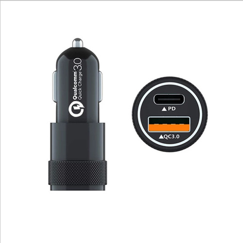 Cross-border wholesale PD20W small steel cannon car charger QC3.0 38W fast charging dual USB car charger PD+2.4