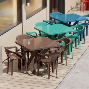 Food stall plastic tables and chairs thickened commercial barbecue beer table non-slip sunscreen removable square table courtyard tables and chairs