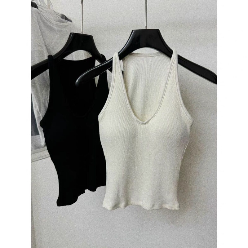 Breast Cover Beautiful with Chest Pad Camisole Women's 2024 New Style Inner Wear Beautiful Back Slim-fit Slim-fit Neck Top