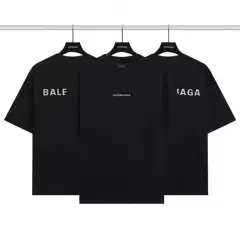 Cross-border foreign trade wholesale B Paris before and after the letter reflective high street trend loose short sleeve T-shirt for men and women with burst