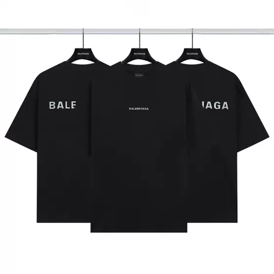 Cross-border foreign trade wholesale B Paris before and after the letter reflective high street trend loose short sleeve T-shirt for men and women with burst