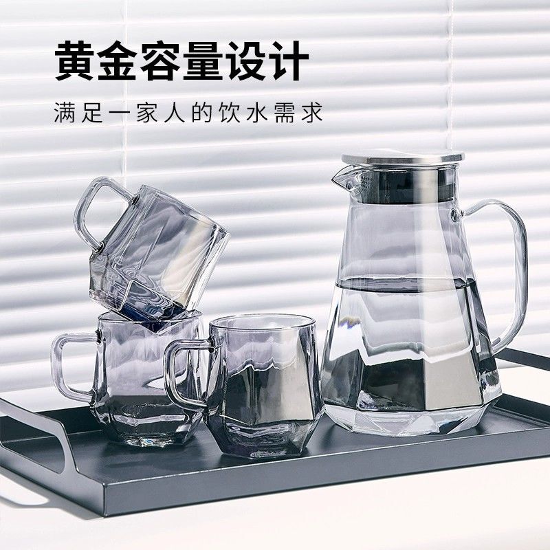 High-grade glass cup household drinking cup suit living room hospitality high temperature resistant tea cup with cup family cup High-grade glass cup household drinking cup suit living room hospitality high temperature resistant tea cup with cup family cup