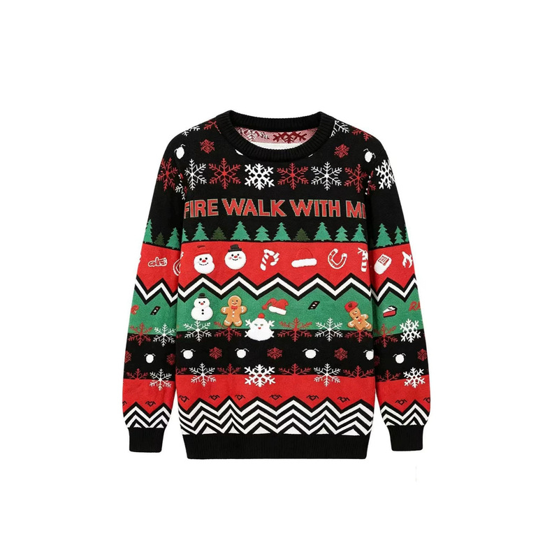 Foreign Trade Christmas Printed Sweaters for Men and Women, Fair Isle Style Round Neck Pullover Knitwear, Holiday Loose-Fitting Sweaters