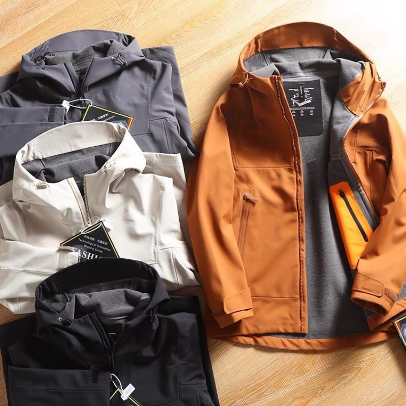 Soft Shell High-end Full Body Adhesive Waterproof Windproof fleece-lined Warm Spring and Autumn Hooded Functional Jacket Men's Jacket