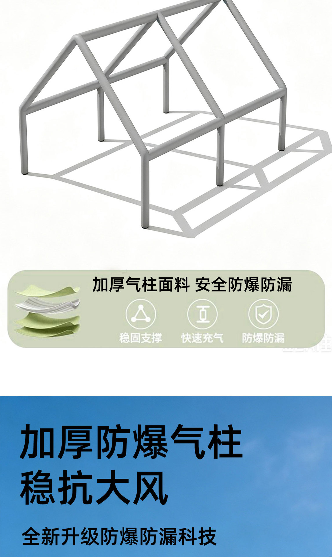 Manufacturer's Outdoor Camping Inflatable Tent 12 Square Meters, No Setup Required, Travel Portable, Rainproof, Sunproof, Large Space, Quick-Open Tent