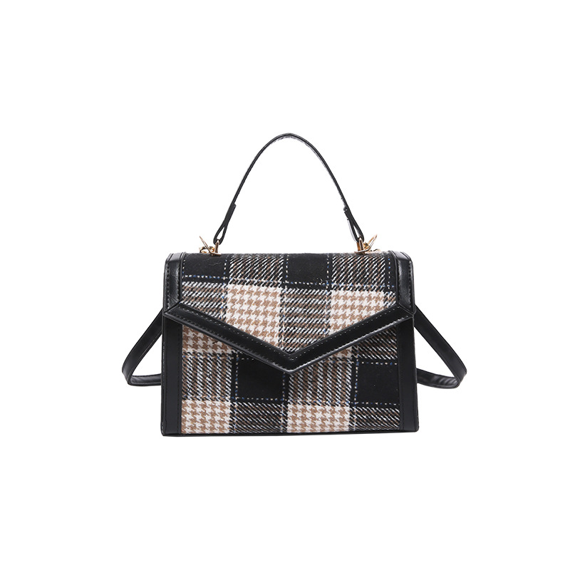 Bolsa de mano a cuadrillas retro de color extranjero otoño 2024 nueva moda simple bolso de hombro de moda bolso cuadrado