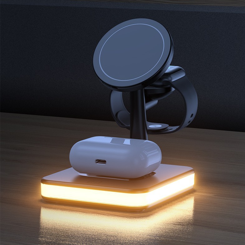 33w lámpara nocturna de escritorio sin actualización tres en uno cargador de soporte móvil para teléfonos móviles Apple auriculares y relojes