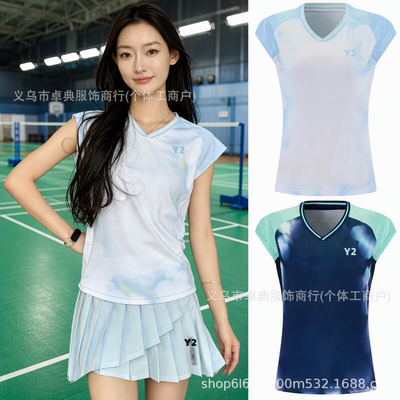 2026 High-Appearance Quick-Dry Badminton Outfit Set for Women with Small Flying Sleeves Sports T-Shirt Competition Training Uniform Volleyball 2026 High-Appearance Quick-Dry Badminton Outfit Set for Women with Small Flying Sleeves Sports T-Shirt Competition Training Uniform Volleyball
