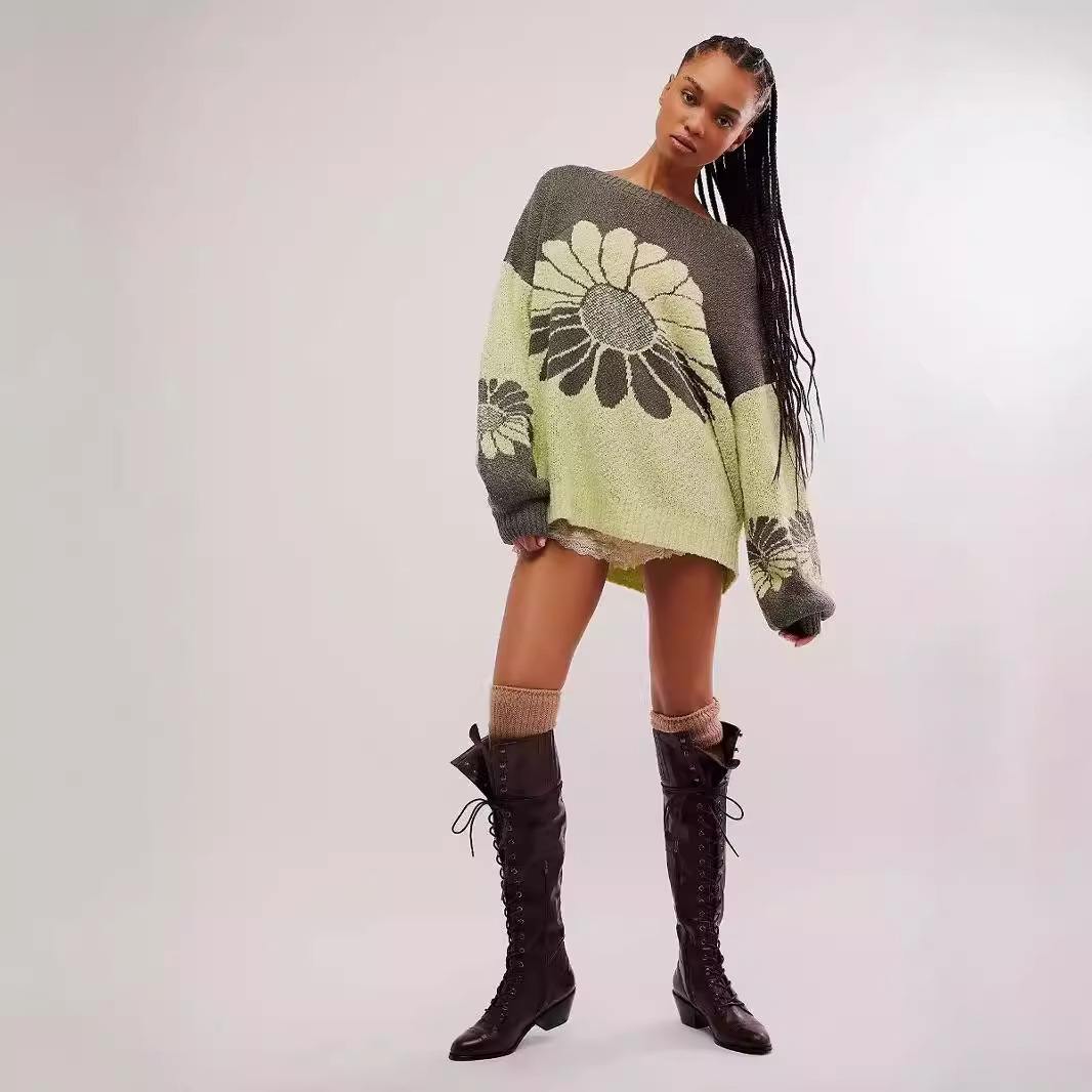 Women's Clothing New floral sweaters, loose and comfortable wool sweater trend 2024_voghion.com