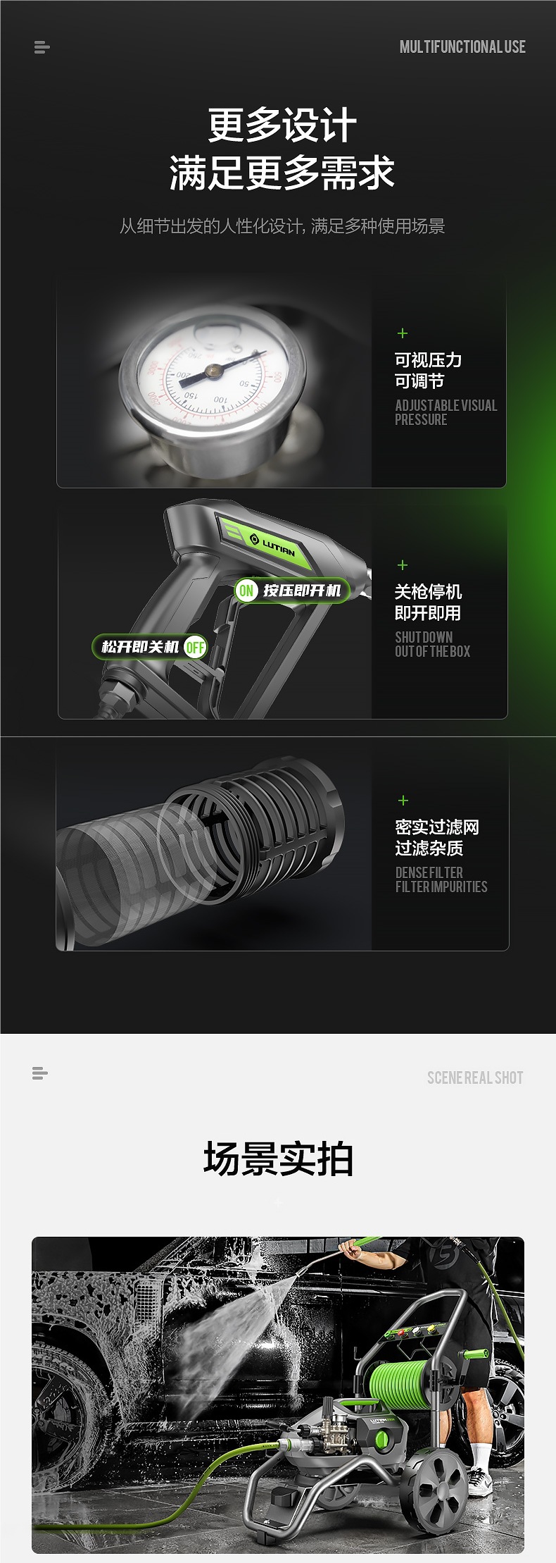 Greenfield Commercial Car Washing Machine Titan High-Power Ultra-High Pressure Cleaning Machine Water Gun Car Washing Water Pump Household 220V Artifact