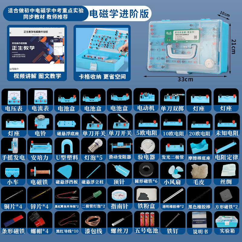 中学校物理電磁実験装置セット 高校入試物理実験装置 電磁光学実験ボックス
