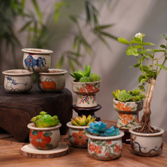 景徳鎮純粋な手作り陶器多肉植物植木鉢メラミン竹陶器ポット手描き青と白のセラミック花