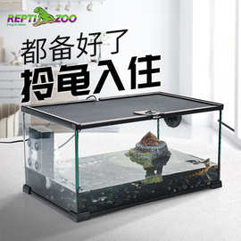 Reptizoo瑞皮水龟缸含晒跳台巴西黄缘猪鼻草龟缸小型桌面生态鱼缸