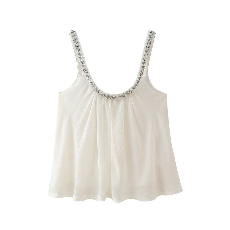 Cross-border AliExpress Amazon foreign trade wholesale European and American women's summer fashion nail drill loose fluffy vest top