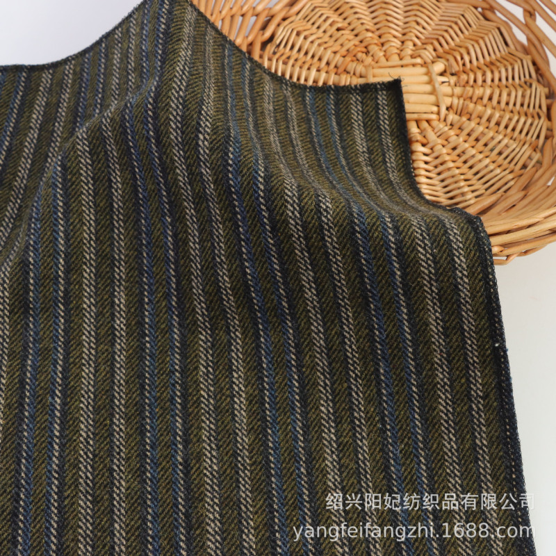 厂家批发 粗纺条纹色织人字纹毛呢面料 秋冬服帽套装鱼骨纹布料|undefined