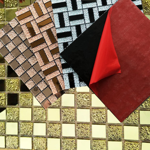 Crystal Glass Mosaic Mirror Wall Stickers Bathroom Tile Puzzle Wall Tile Self-adhesive Mosaic Decoration