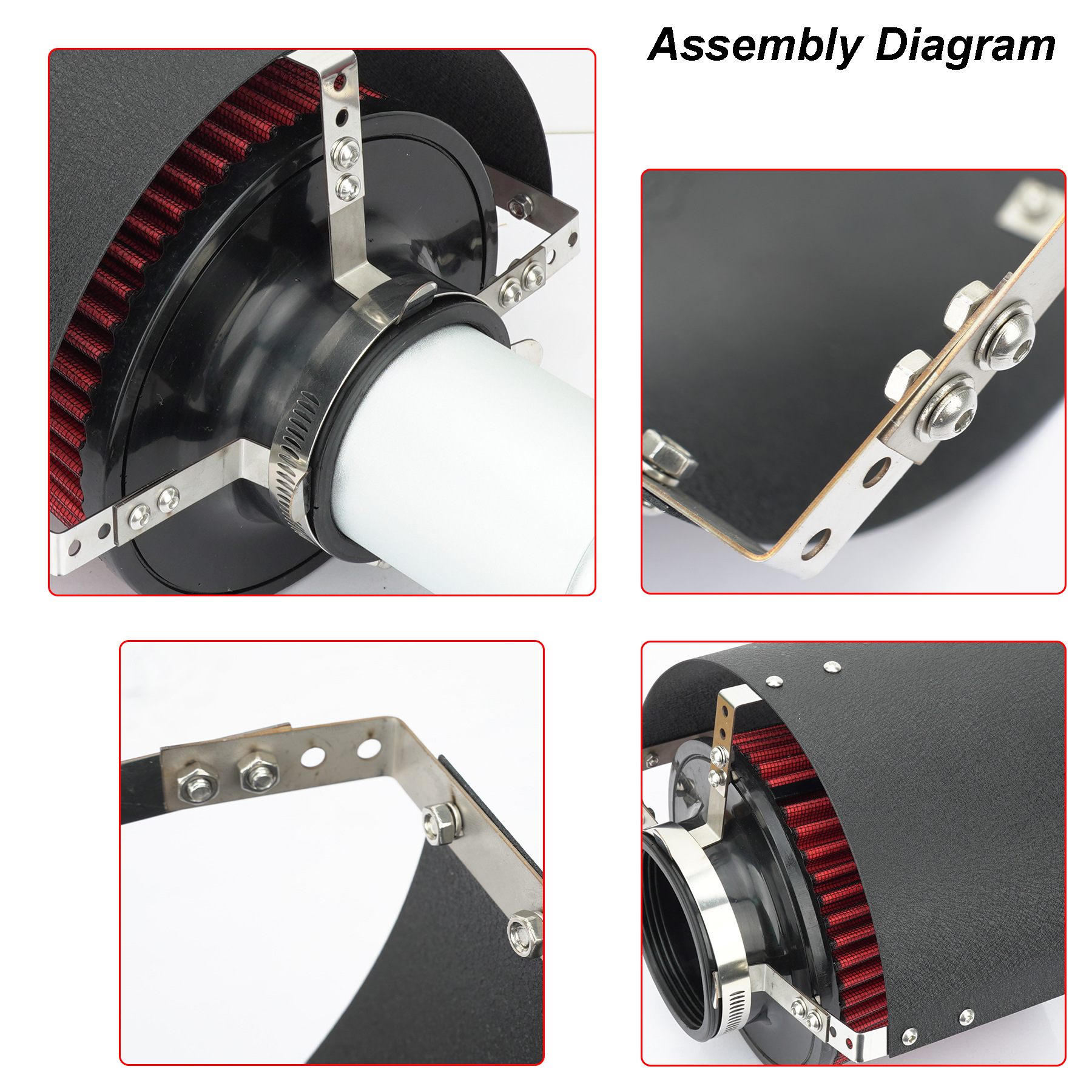 Car air intake modified winter mushroom head air filter heat shield stainless steel universal windshield protective cover adjustable