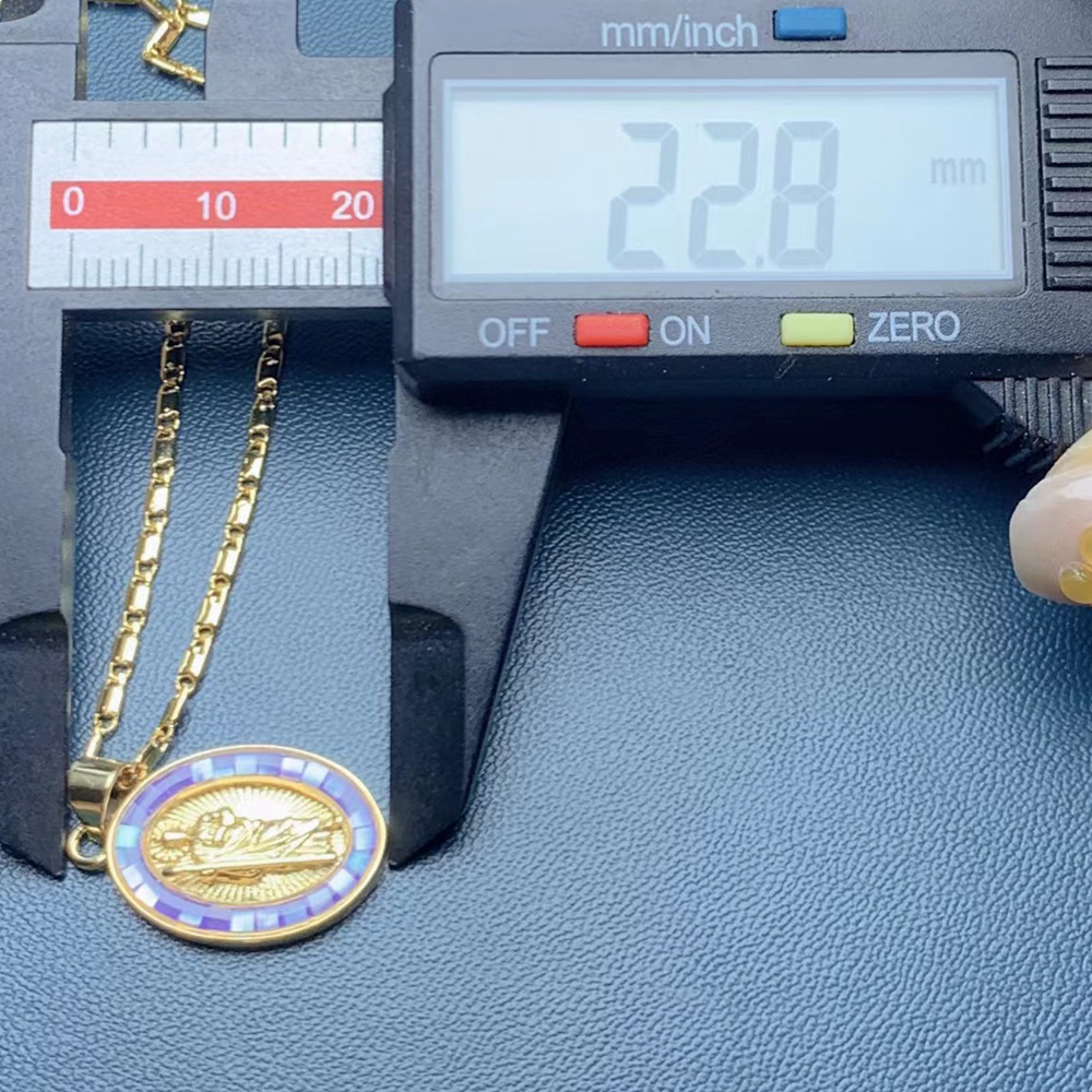 Fashion Oval Copper Inlaid Shell Necklace 1 Piece