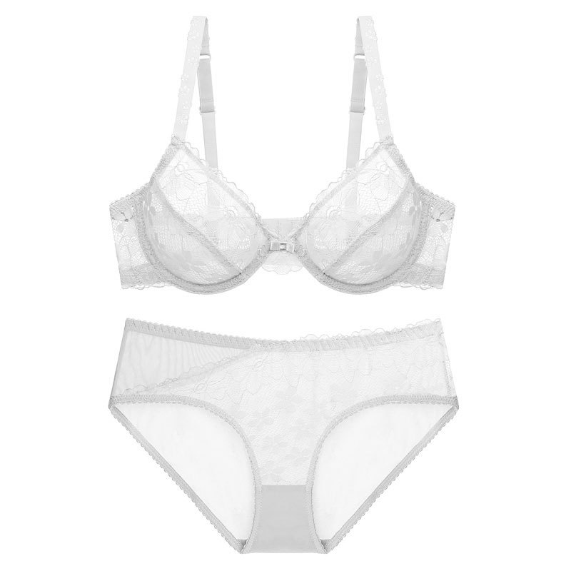 Fabricante europeo y americano sexy transparente ultra-Delgado gran pecho ropa interior sujetador fino anillo de acero de verano cómodo más tamaño sujetador traje