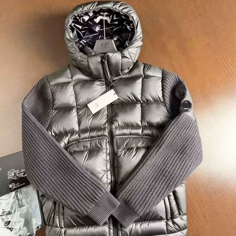 2025 High-End Version C Brand P's 25 Winter Knitted Patchwork Stand Collar down Jacket Cardigan with 90% down Content 2025 High-End Version C Brand P's 25 Winter Knitted Patchwork Stand Collar down Jacket Cardigan with 90% down Content
