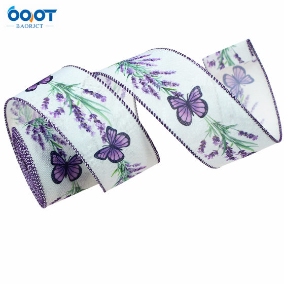 Purple Butterfly Bow Wreath with Wire Edge DIY Craft Sewing Gift Packaging Imitation Hemp Ribbon