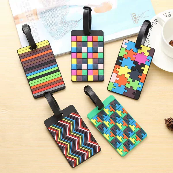 PVC Luggage Tag Creative Plaid Soft Rubber Luggage Tag Aircraft Luggage Tag Tag Luggage Listing Factory Spot
