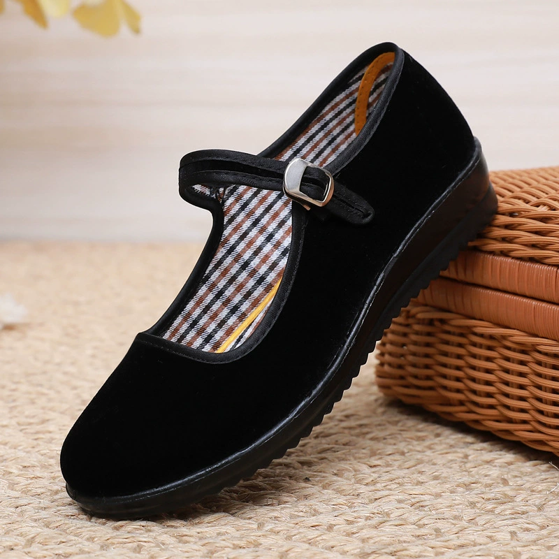 Старая пекинская обувь из ткани женская одиночная обувь полиуретановый наклон на пятки нескользящая обувь этикета