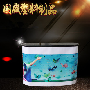 Luxury Mesh Promotional Table Portable Folding Reception Desk Curved Advertising Display Table Consultation Exhibition Welcome Desk