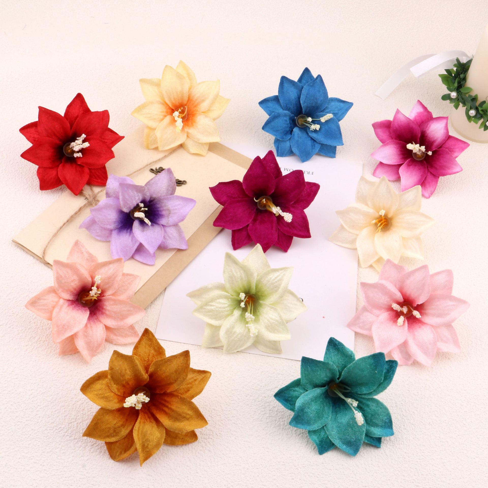 仿真花头 小百合diy手工汉服发饰服装配花 家居装饰婚礼布景假花