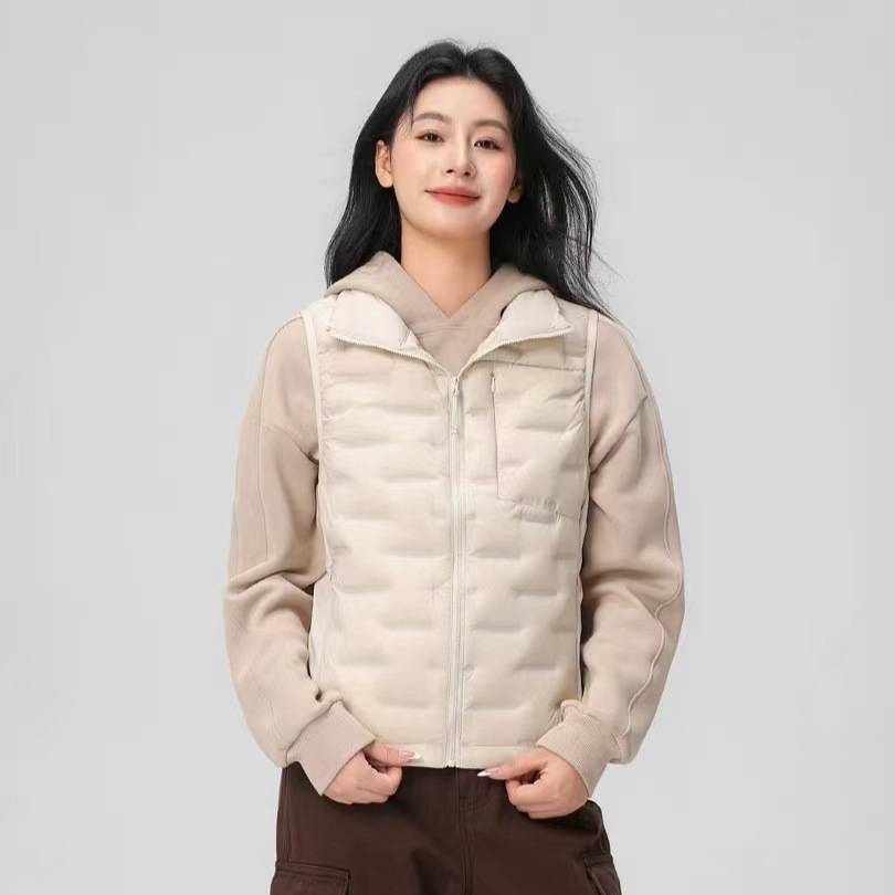 Pinghu chaqueta de pluma de mujer chaleco 90 lana nuevo tipo ligero otoño y invierno de moda casual abrazadera de caballo universal chaleco cálido abrigo