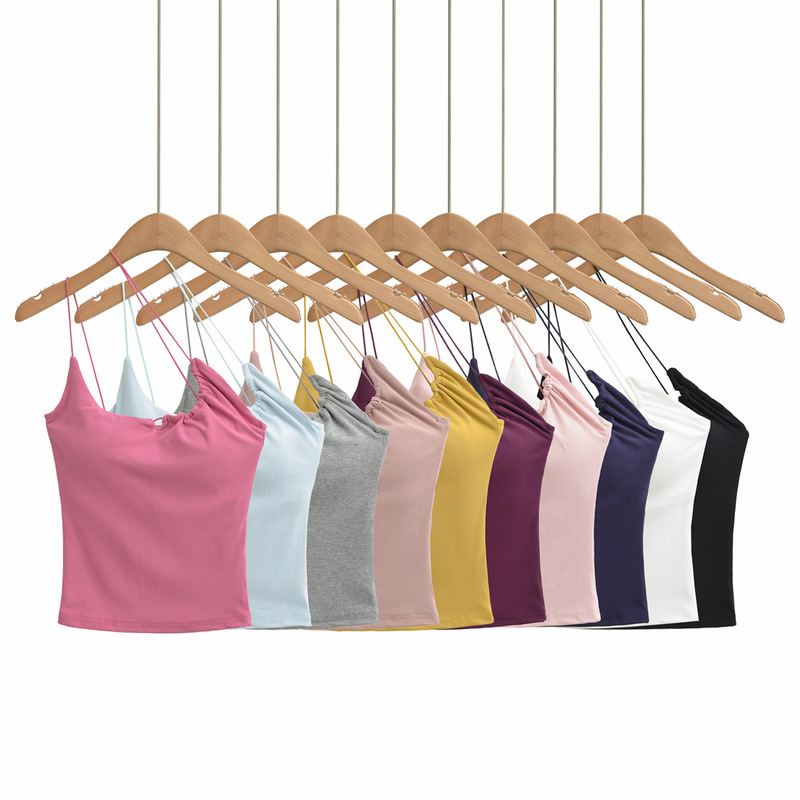 2026 Summer Style Women's Camisole with Chest Pads, Halter Neck, One-Shoulder, Slim Fit, Sexy Top for Outerwear