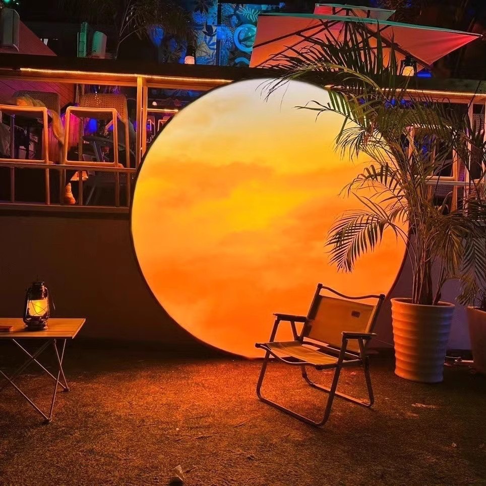 氛围圆形夕阳月球防水民宿网红创意灯箱装饰景点露营灯打卡落日