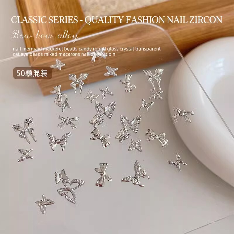 Alloy Butterfly Nail Art Accessories Internet Celebrity Popular Mini Butterfly Light Luxury Hollow silver Diy Stereo Nail Drill Alloy Butterfly Nail Art Accessories Internet Celebrity Popular Mini Butterfly Light Luxury Hollow silver Diy Stereo Nail Drill
