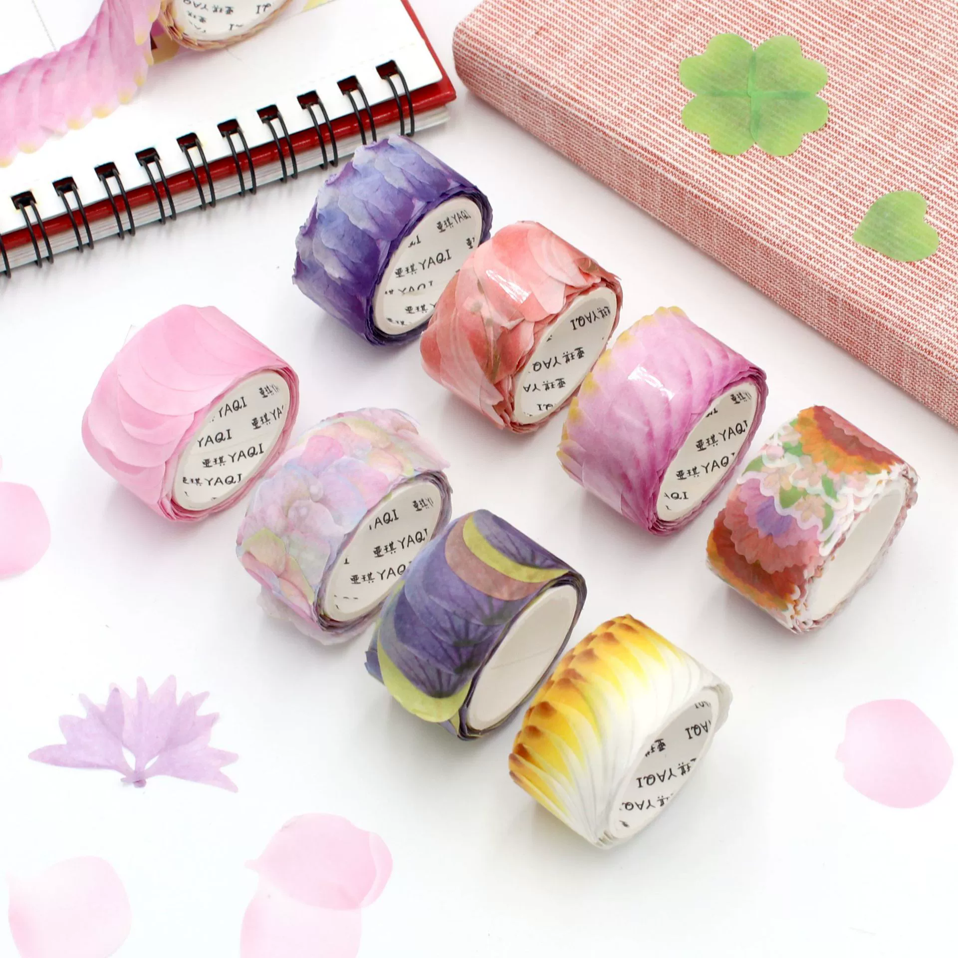 Бархатная лента Washi стикеры, рулоны, 48 шт в коробке, цветочные формы, assorted цвета