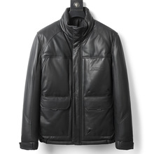 冬季新款男士真皮羽绒服海宁绵羊皮外套立领商务男装大货