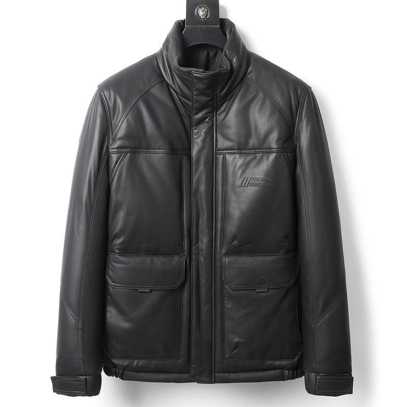 Winter New Men's Genuine Leather down Jacket Haining Sheepskin Jacket Stand Collar Business Men's Clothing