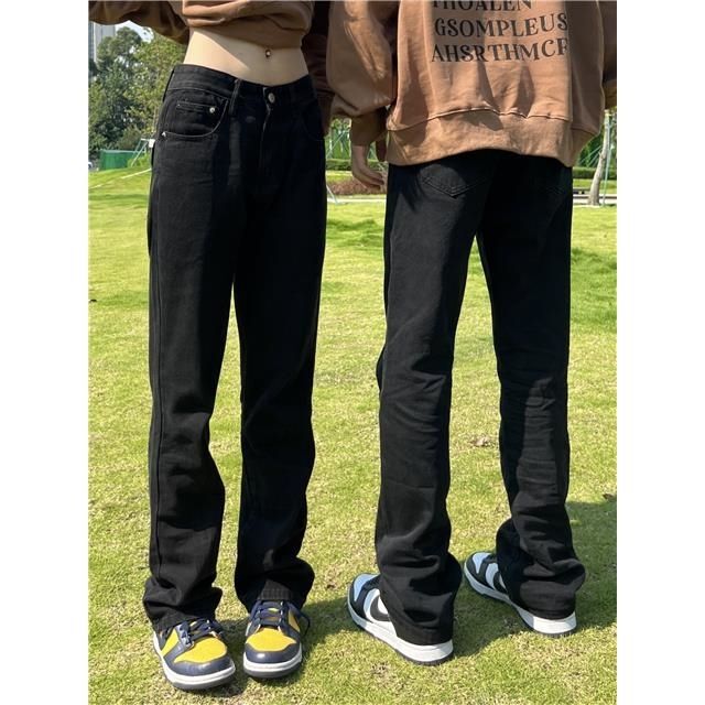 Remember to add hot 2022ss national tide high street black all-match straight tube micro-pants children's all-match jeans men's tide