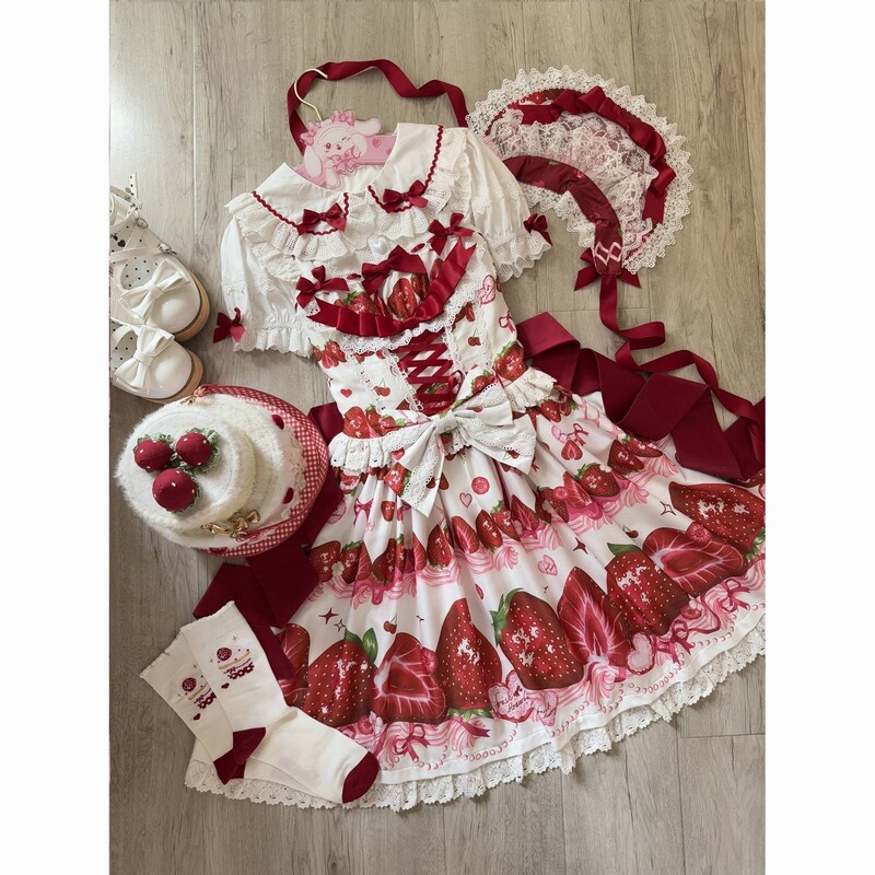Strawberry Story Lolita Dress New Summer Women's Sheer Slim Fit Dress