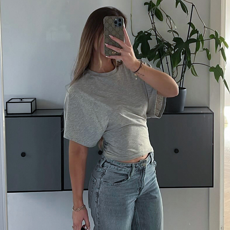 Cross-border French-style Short-sleeve T-shirt For Women, Summer Loose Fit, Tummy-concealing, Slimming, Sweet_ecoleips.com