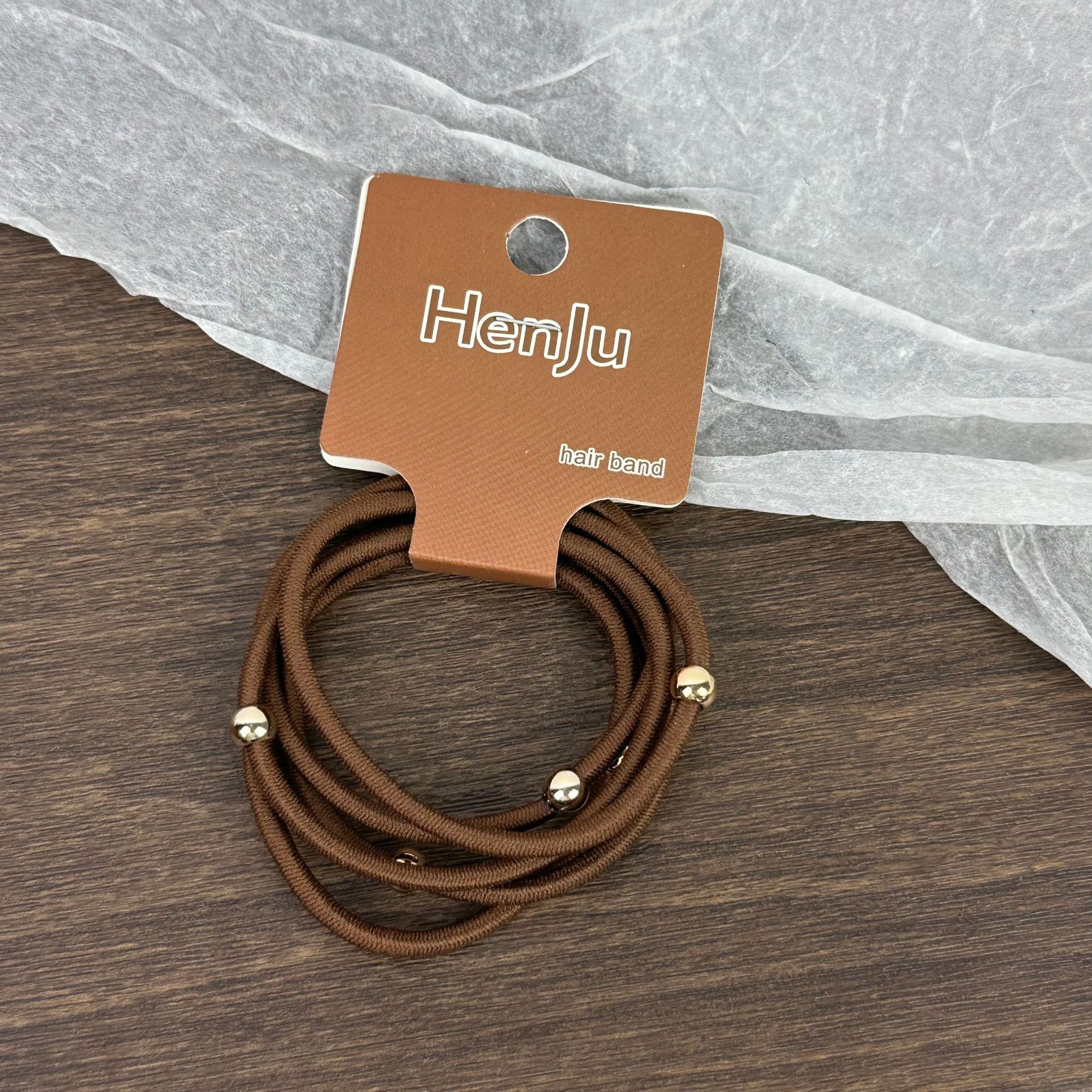 5 pezzi di corda per capelli con perline dorate, super resistente, elastica, semplice, accessorio per capelli con coda di cavallo_voghion.com