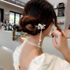 Advanced Chinese hairpin with tassels, hairgrip from pearl, hair accessory, Hanfu, Chinese style, flowered, high-quality style, light luxury style