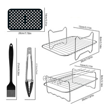 家用烧烤架双锅用炸锅配件跨境热卖不锈钢空气炸锅4针烤架蒸架