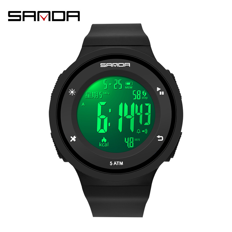 SANDA reloj medidor de calorías nocturna multifuncional impermeable al aire libre reloj electrónico de montaña