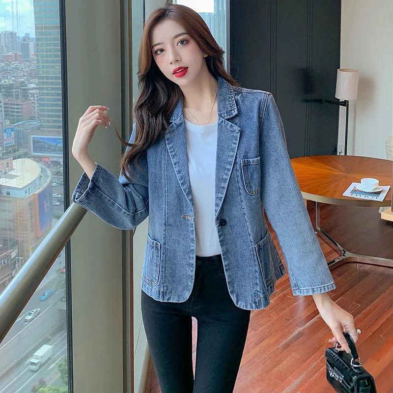 Nuanfenglai 2026 Autumn New Fashion Slim Fit Denim Jacket for Women, Stylish and Elegant Denim Top